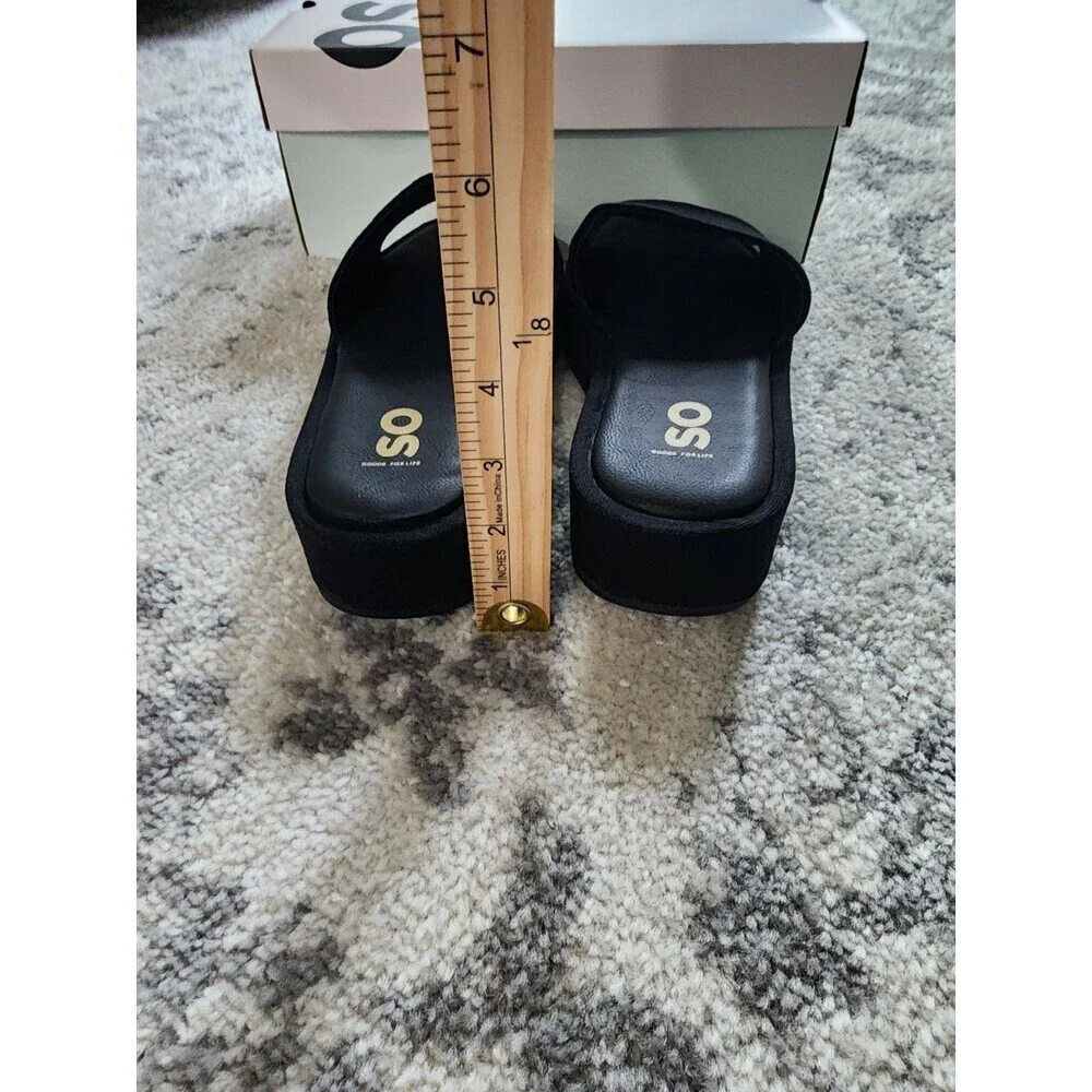 SO Goods For Life Lezley Sandals Womens Size 7 BLACK Platform Slide Flatform - Picture 4 of 8
